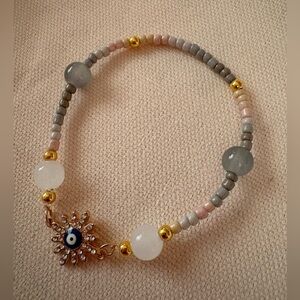 Evil Eye Beaded Bracelet with Gold Accents